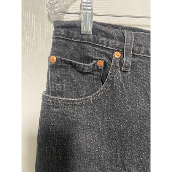 Levi's Jeans Women's 32 Well Worn Black Ribcage Straight Ankle Button Fly - Picture 7 of 15